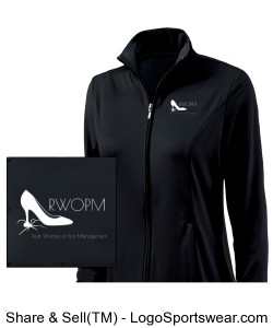 Black Women's Jacket with White RWOPM logo front Design Zoom
